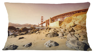Golden Gate in Bright Day Landscape Printed Throw Pillow, 12"x20"