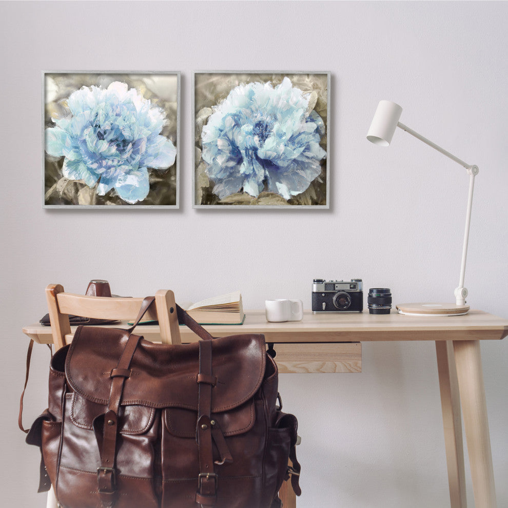 Fleeting Carnation Flower Blossoms Distinct Vintage Bokeh Painting, 2pc, 17 x 17