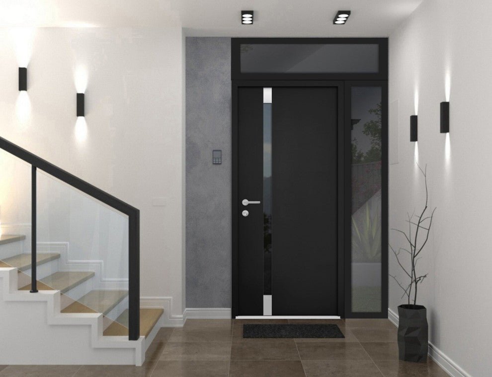 Exterior Entry Front Steel Door /Cynex 6777 Black /32+12x80+16 Left Ou