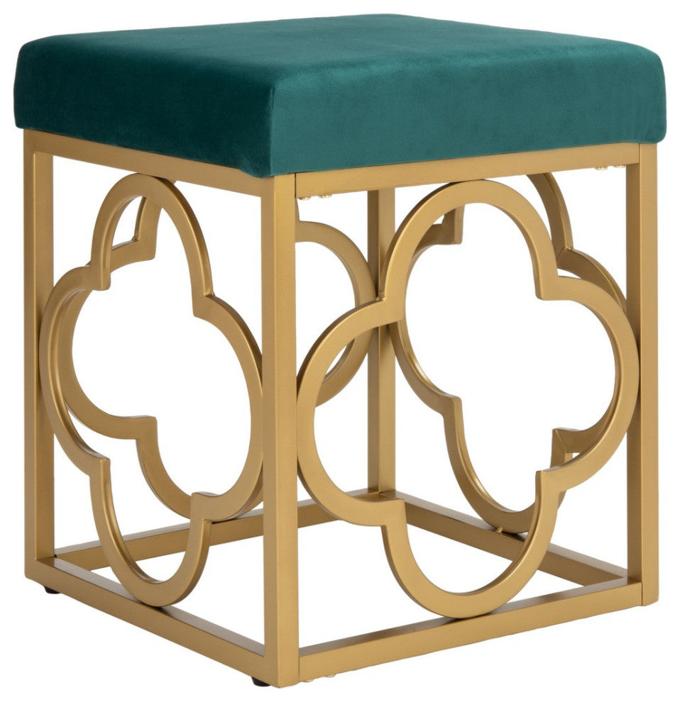 Safavieh Fleur Rectangle Ottoman, Emerald/Gold