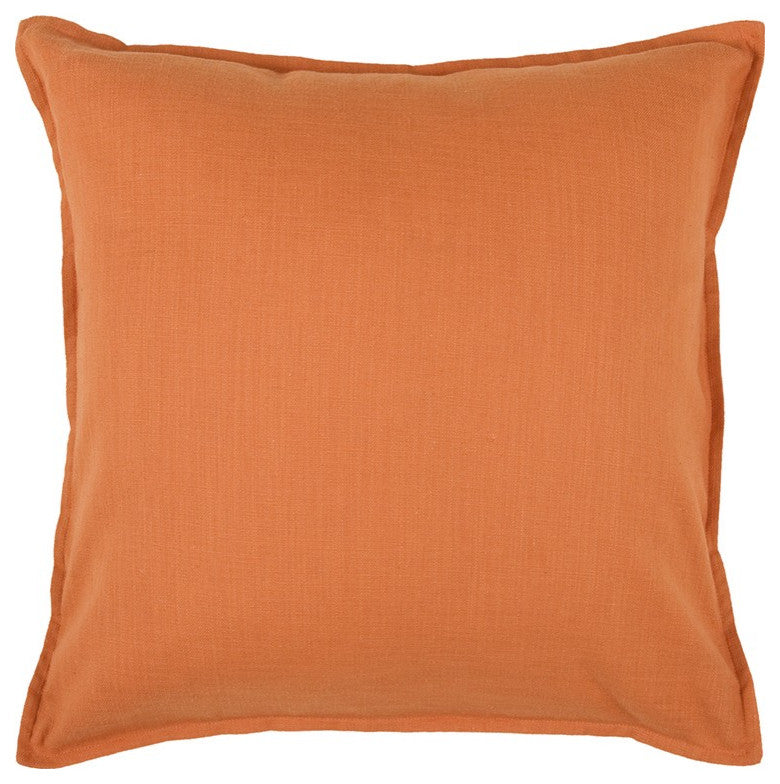 Orange Solid Color Flange Edge Throw Pillow