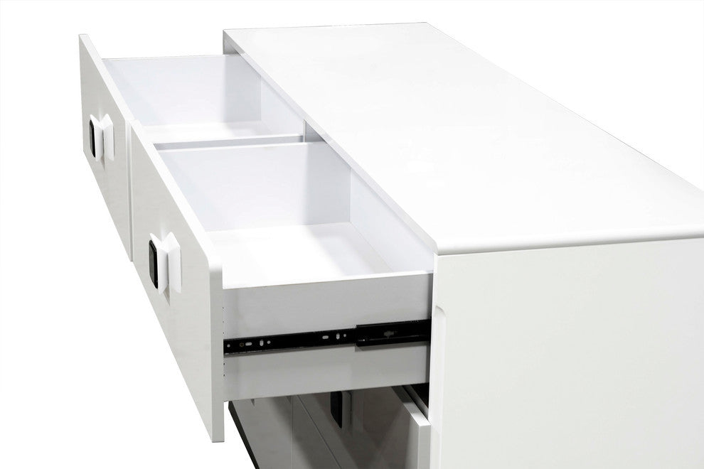France Modern High Gloss 6-Drawer Dresser, White