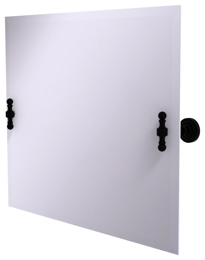Frameless Landscape Beveled Edge Tilt Mirror, Matte Black