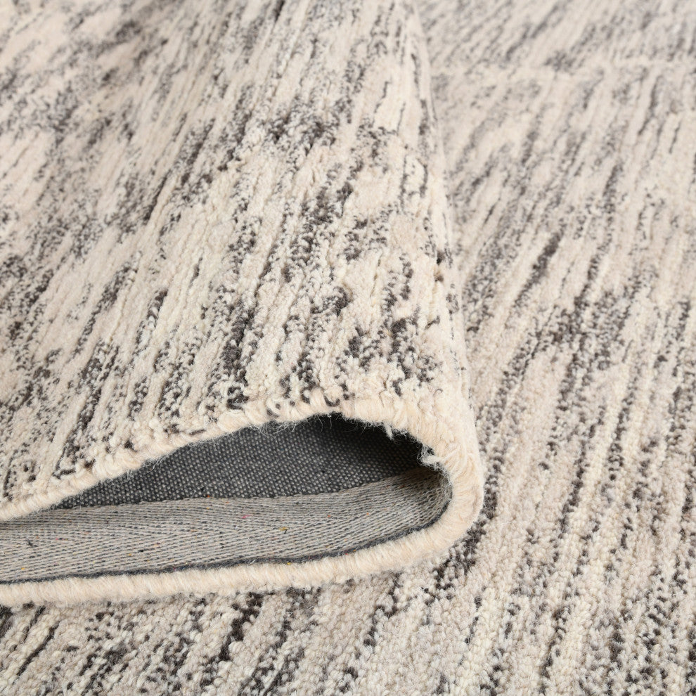 Mexico Abstract Ivory Charcoal Hand-Hooked Area Rug 8' x 10'