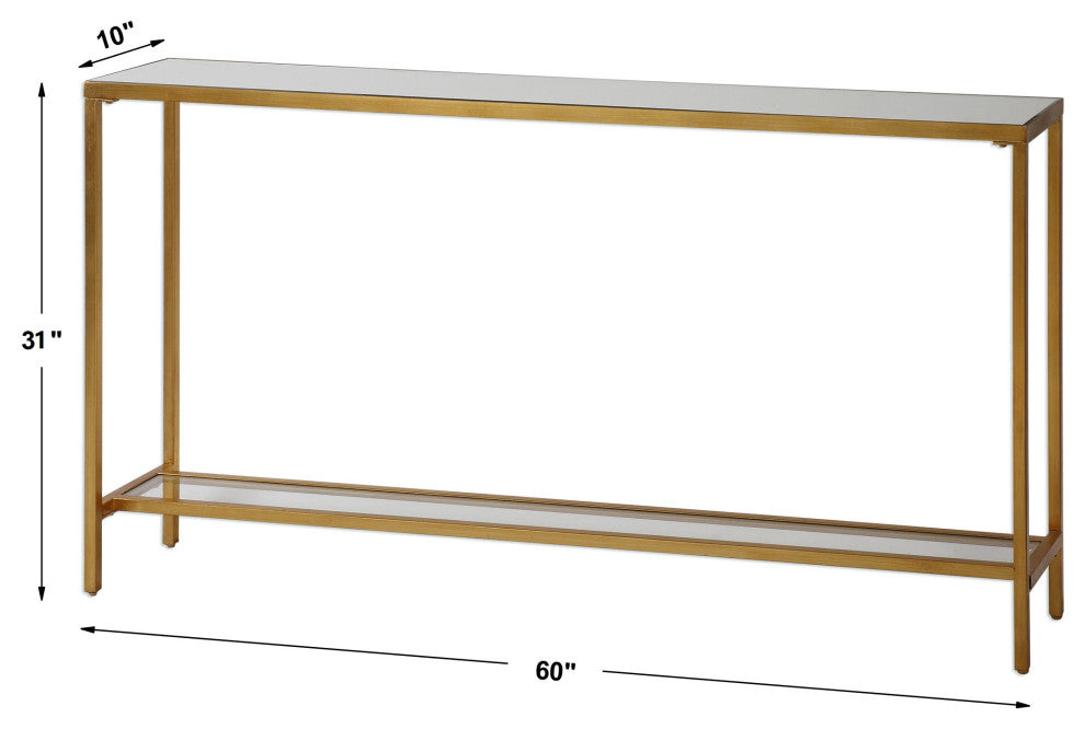Uttermost Hayley Modern Style Metal Console Table in Gold Finish