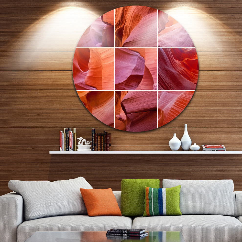 Antelope Canyon Collage, Landscape Photo Round Metal Wall Art, 11"