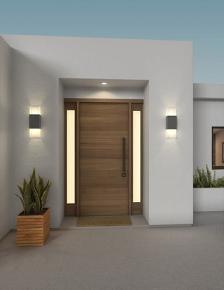 Ansa Outdoor LED Sconce, Textured Black, Bright White