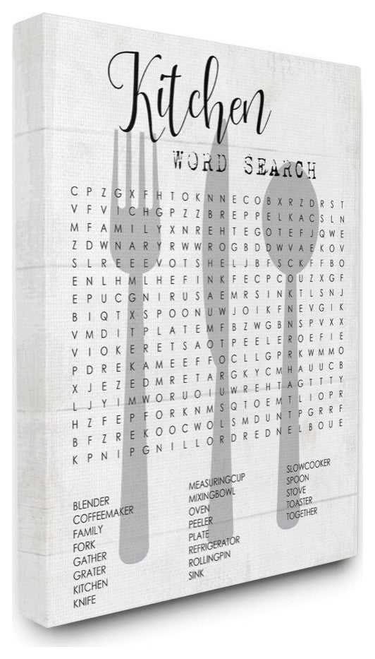 Stupell Industries Kitchen Word Search Fun Family Word Design, 16"x20" , Canvas