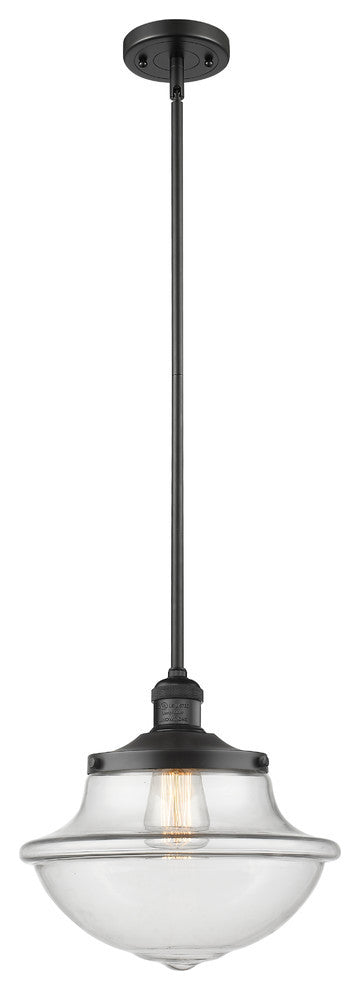 Large Oxford 1-Light Mini Pendant, Matte Black, Clear