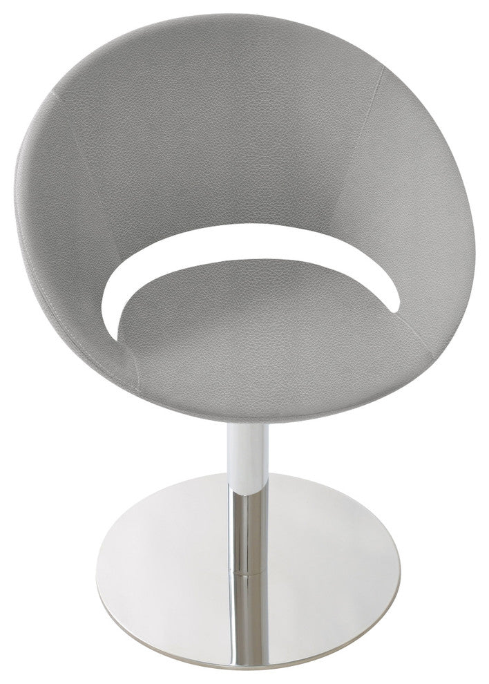 Crescent Round Chair, Stainless Steel Base, Sliver Italian Ppm