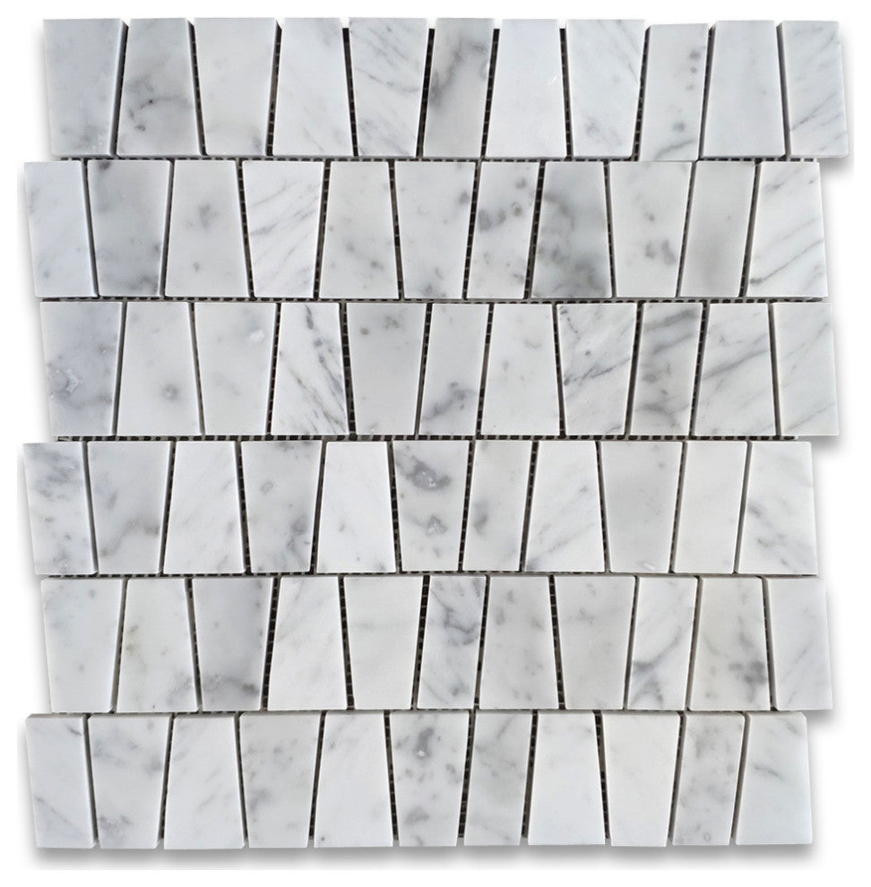 Carrara White Marble Trapezoid Trapazloidal Wall Floor Tile Polished, 1 sheet