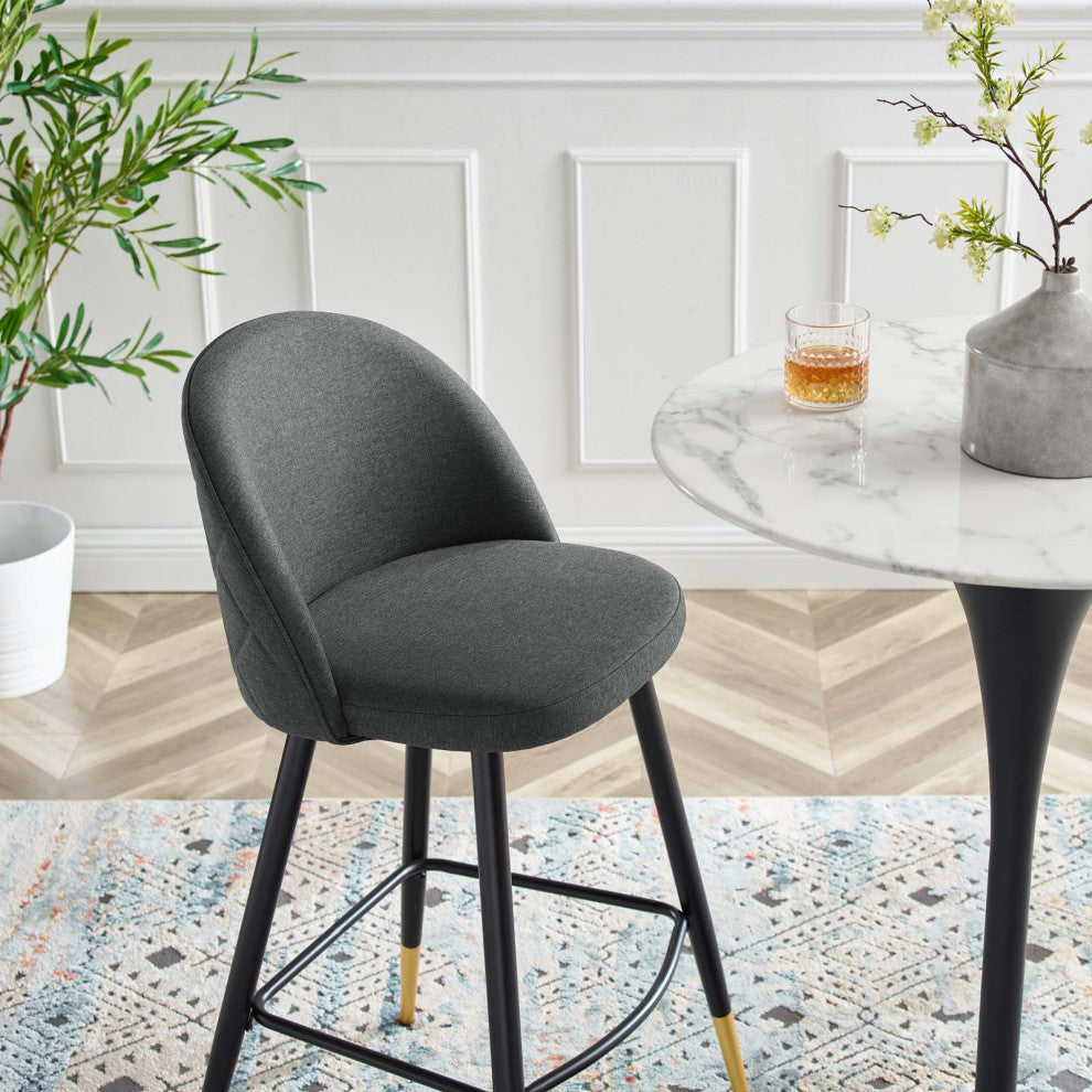 Bar Stool Chair Barstool, Set of 2, Fabric, Metal, Gray, Modern, Bar Pub