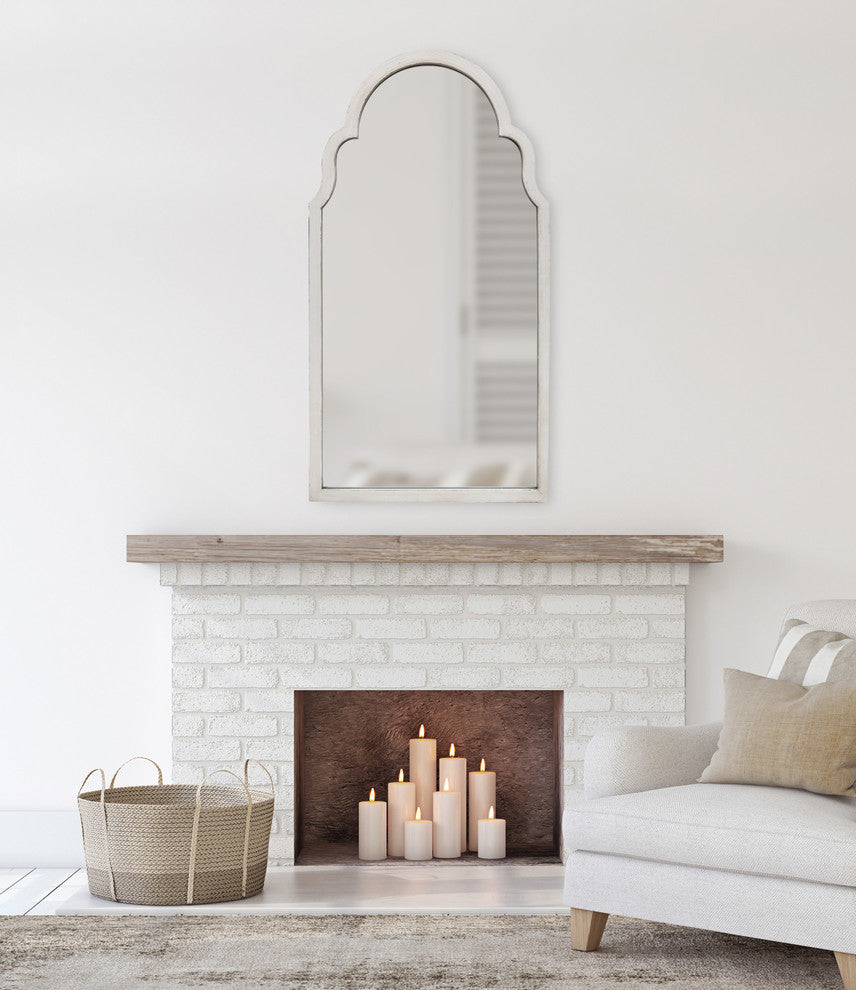 Damara Moroccan Style Arch Mirror, White 26x48