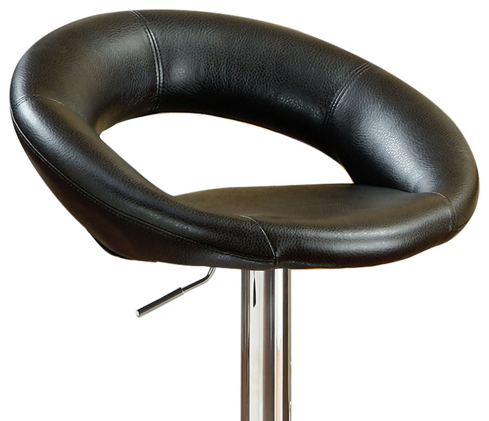 Black Faux Leather Bar Stools, Chrome(Set of 2)