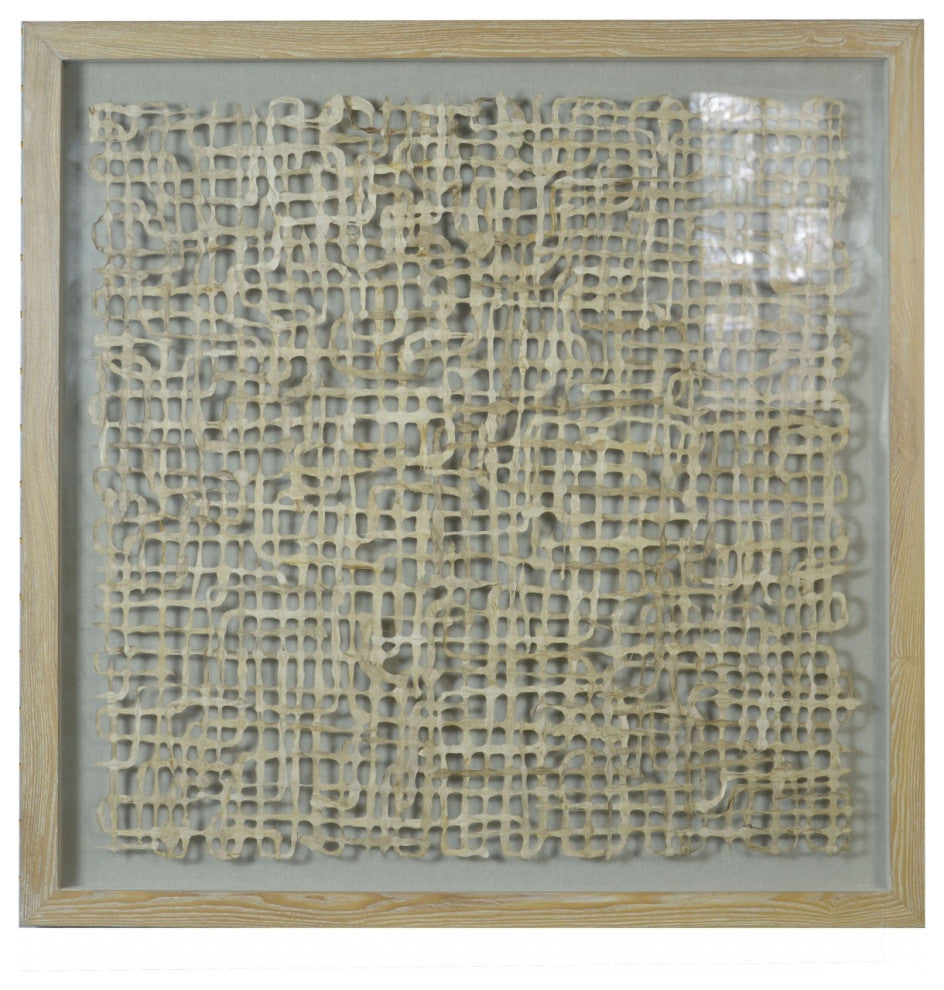 HomeRoots 60" x 2" x 47" Natural Brown, Paper And Glass Shadow Box