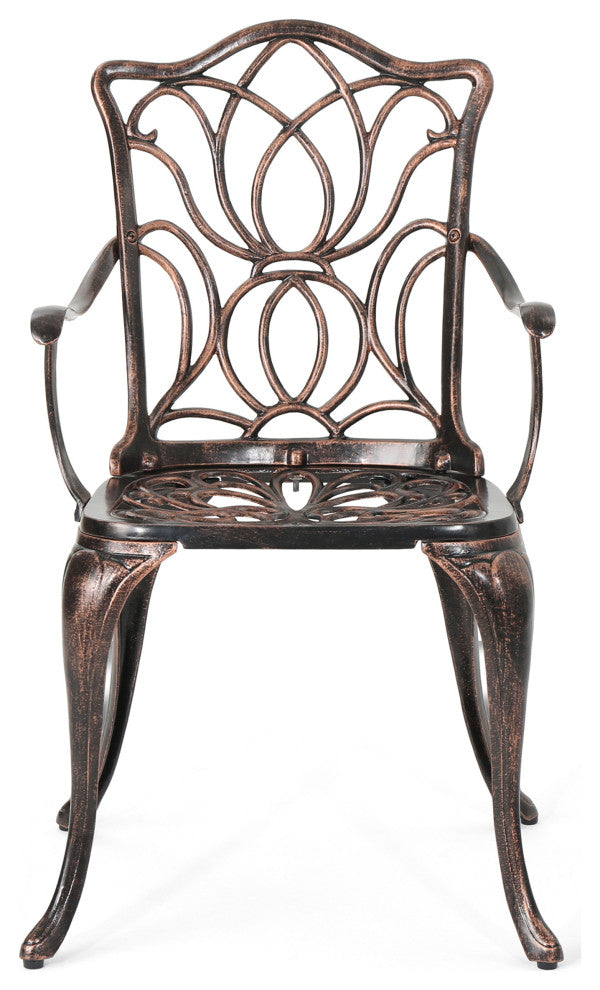 GDF Studio Barbara Outdoor 4-Seater Cast Aluminum Round-Table Dining Set