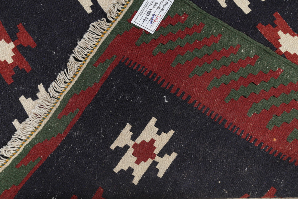 Consigned, Kilim Oriental Traditional Hand-Woven Persian Area Rug, Blue, 4x6