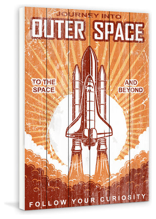 "Outer Space" Painting Print on White Wood