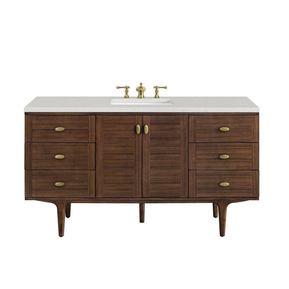 Amberly 60" Single Vanity, Mid-Century Walnut, Lime Delight