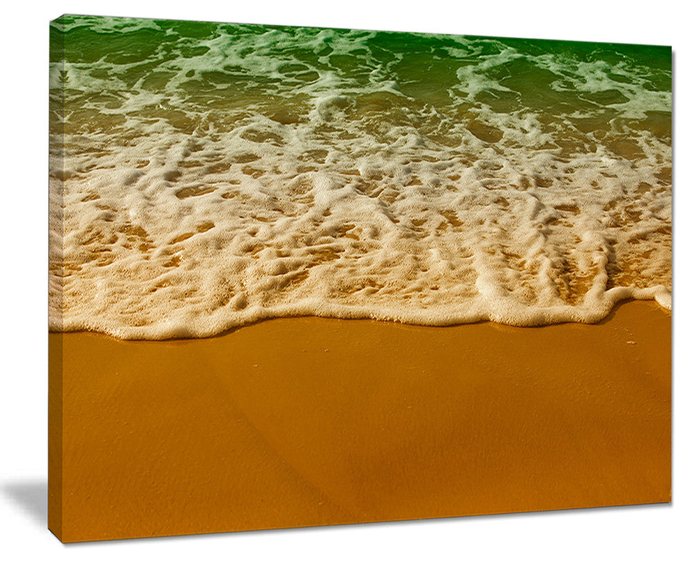 "White Waves From Green Beach Waters" Seashore Wall Art, 40"x30"