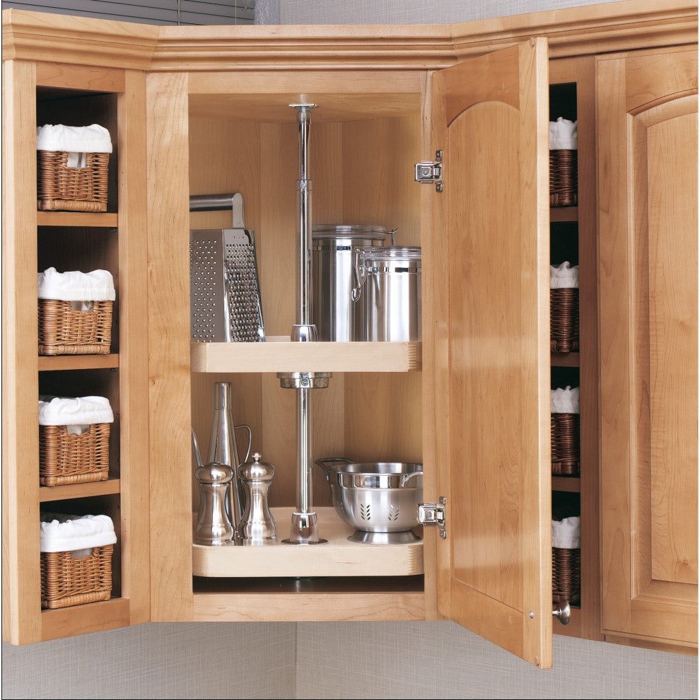Wood D-Shape 2-Shelf Lazy Susans for Corner Wall Cabinets, 20"