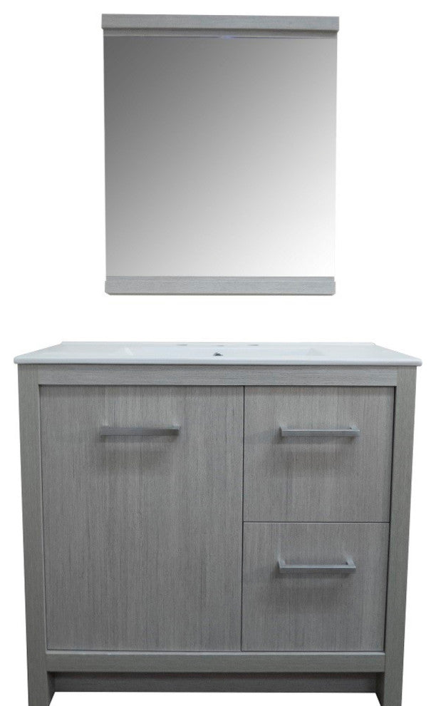 36" Single Sink Vanity With Gray Pine Finish