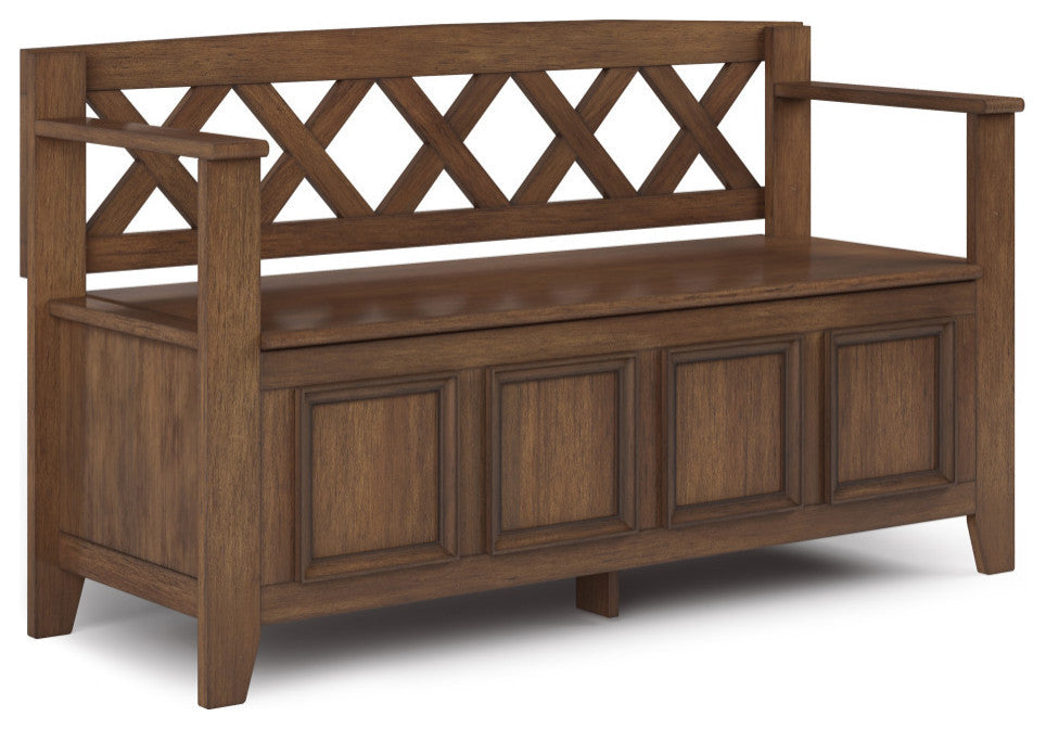 Amherst Entryway Storage Bench, Rustic Natural Aged Brown