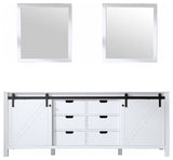 Marsyas 84" Double Vanity, No Top and 34" Mirrors, White