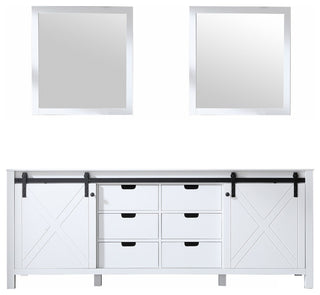 Marsyas 84" Double Vanity, No Top and 34" Mirrors, White