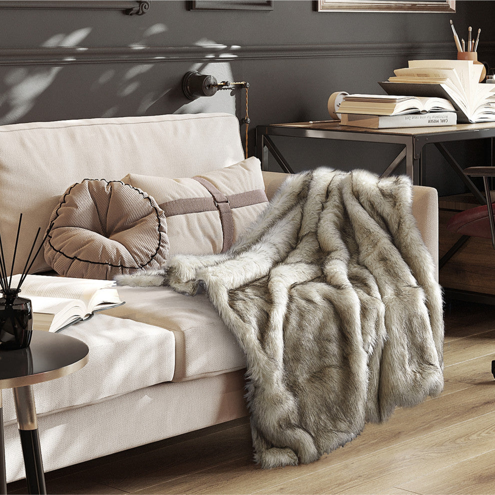 Inspired Home Marquise Throw Cozy, 50"x60", White Lion