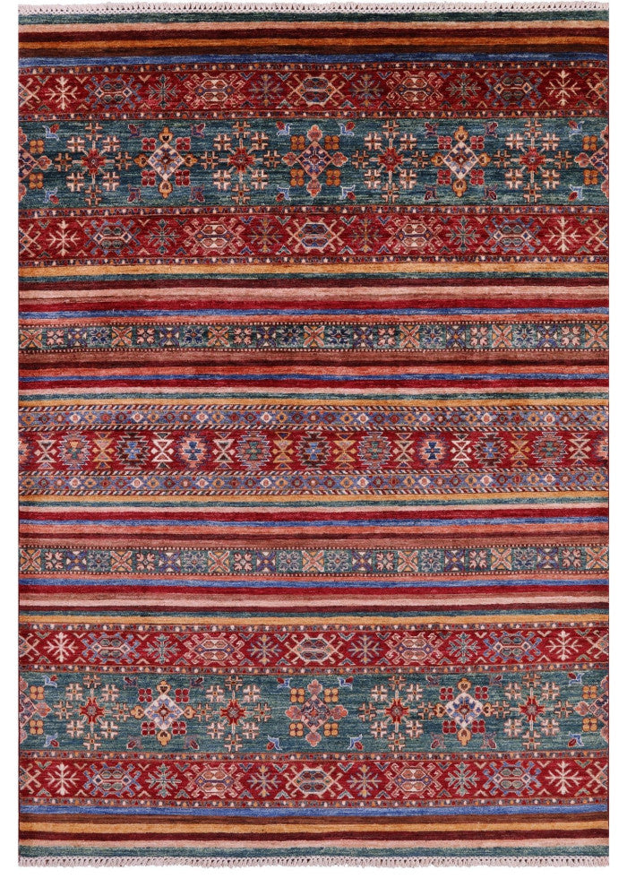 5' 8" X 7' 10" Super Kazak Khorjin Hand-Knotted Wool Rug - Q12853