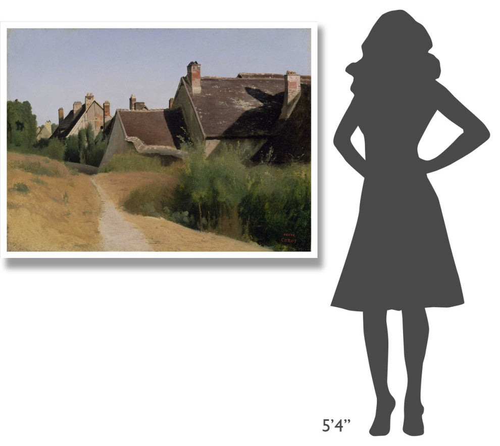"Houses near Orleans" Paper Print by Jean-Baptiste-Camille Corot, 50"x38"