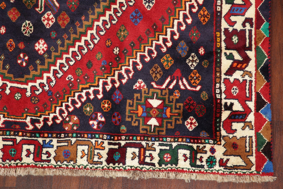 Abadeh Oriental Traditional Hand-Knotted Persian Area Rug, Blue, 9'4"x5'10