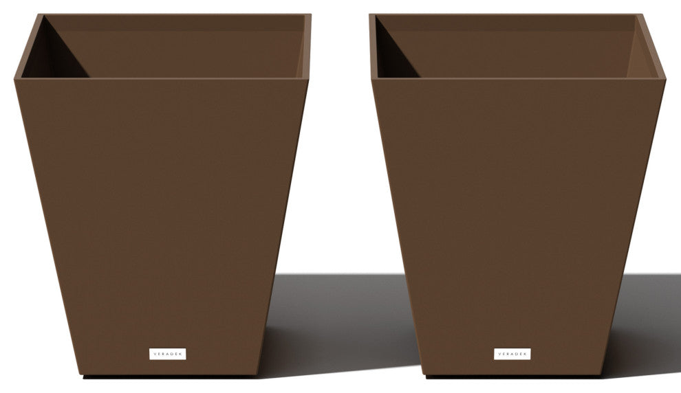 Nobleton Square Planter, Espresso, 18 Inch, 2 Pack