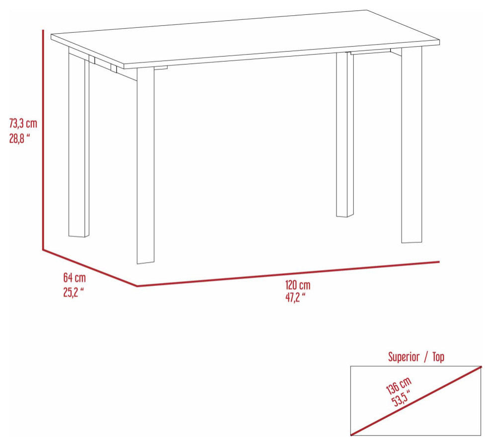 Marrakech Desk, 4 Steel Legs, Mahogany Color, Modern Desing