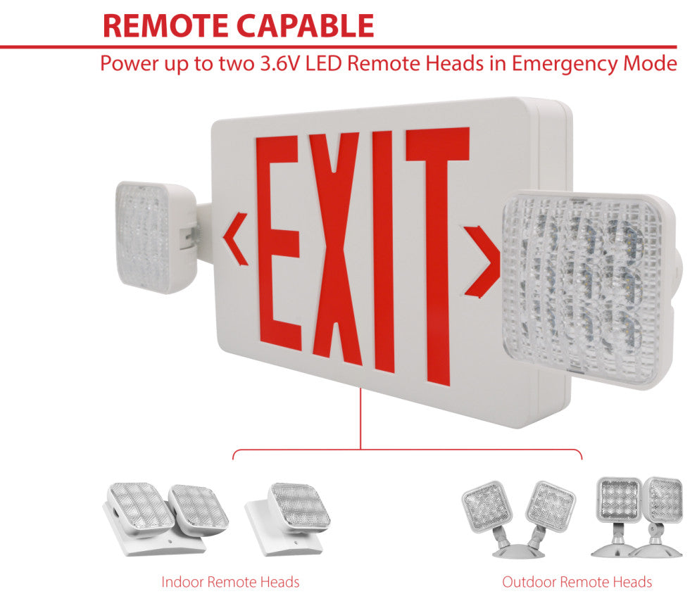 ECL3 Self-Diagnostic LED Emergency Exit Sign, Remote Capable, Red Lettering