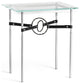 Equus Side Table, Sterling Finish, Black Accents, Black Leather Strap