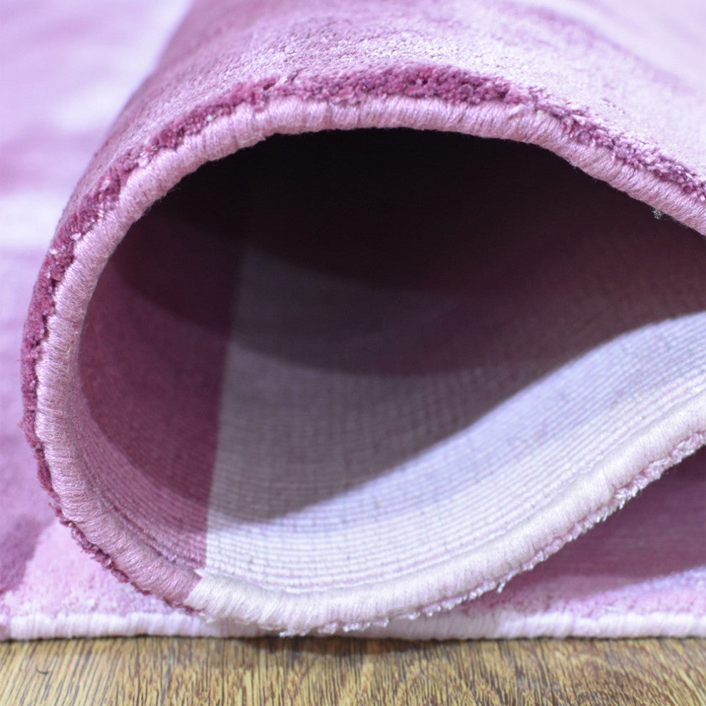 Hand Woven Viscose & Silk Area Rug Contemporary Pink