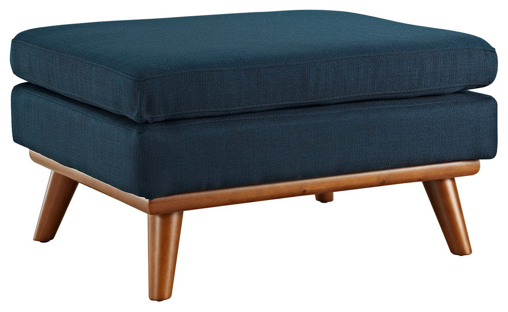 Modern Contemporary Fabric Ottoman , Navy, Fabric