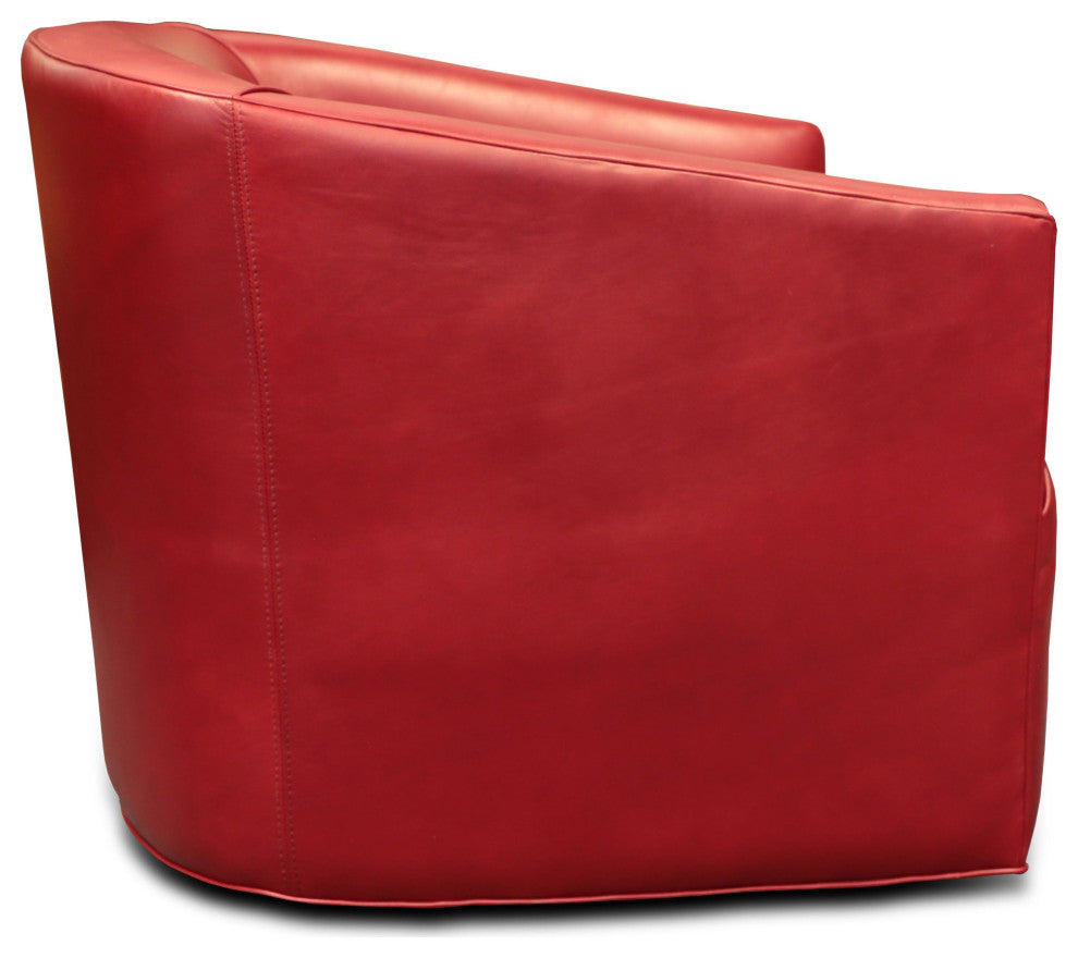 Citi 100% Top Grain Leather Swivel Club Armchair With Waterfall Seat