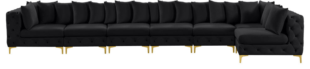 Tremblay Modular Sectional, Black, L-Shaped, 7-Piece: Armless (5), Corner (2)