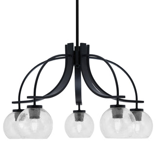 Cavella 5 Light, Downlight Chandelier, Matte Black Finish, 5.75" Clear Bubble