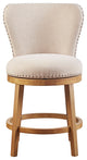 Madison Park Stewart Round Upholstered 360 Degree Swivel Counter Stool 25"H, Tan