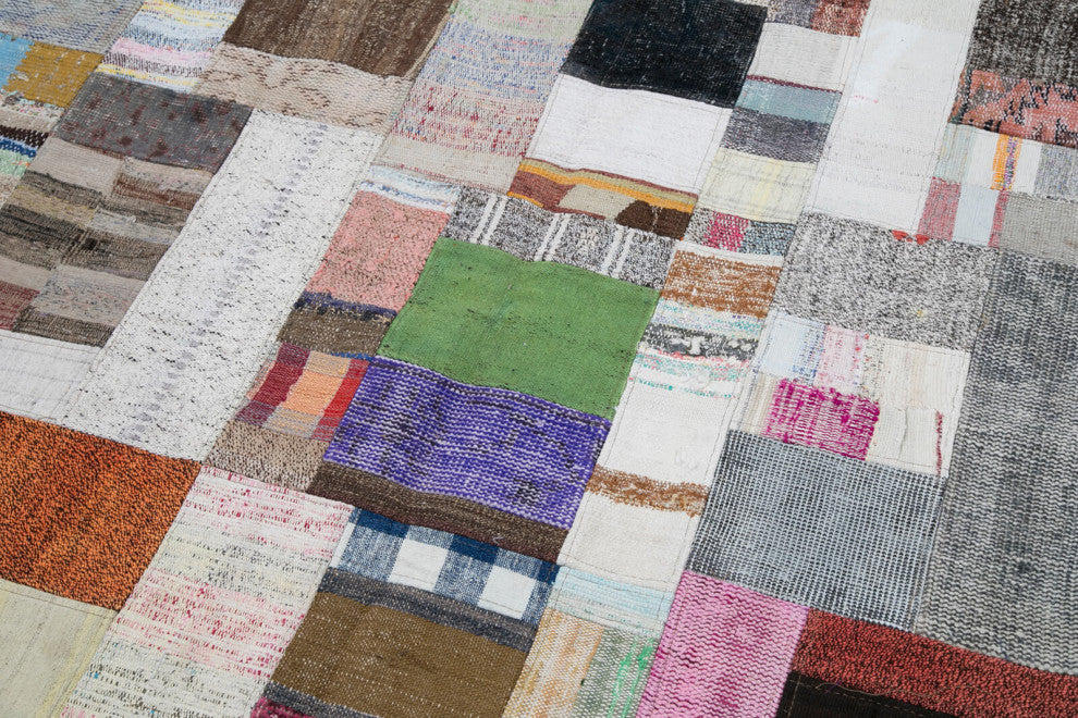 Rug N Carpet - Handmade Anatolian 6' 7'' x 9' 10'' Tribal Patchwork Kilim Rug