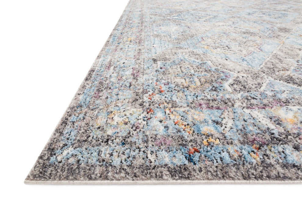 Polyester Pile Dante Area Rug by Loloi II, Granite/Light Blue, 9'6"x13'3"