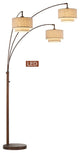 LumiereIII LED Arched Floor Lamp Double Layer Shade, Dimmer, Antique Bronze, 80"