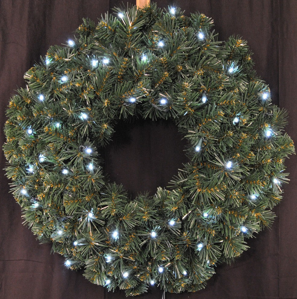 2' Sequoia Wreath Pre-Lit With Pure White LEDs