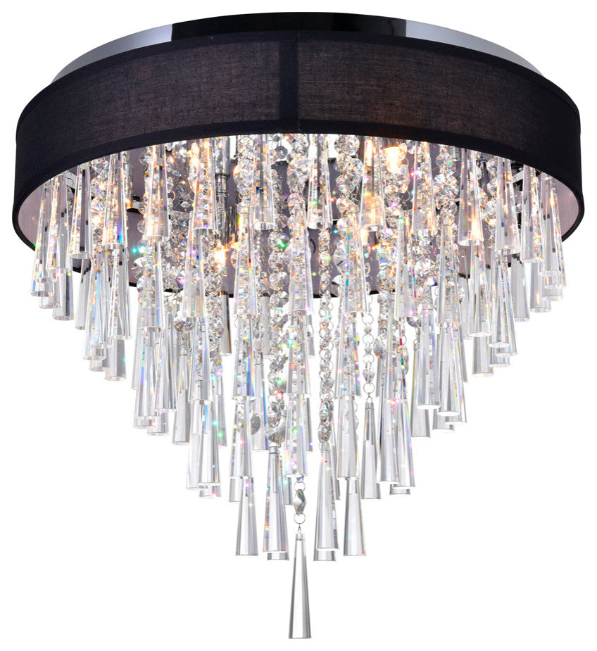 Franca 8 Light Drum Shade Flush Mount With Chrome Finish