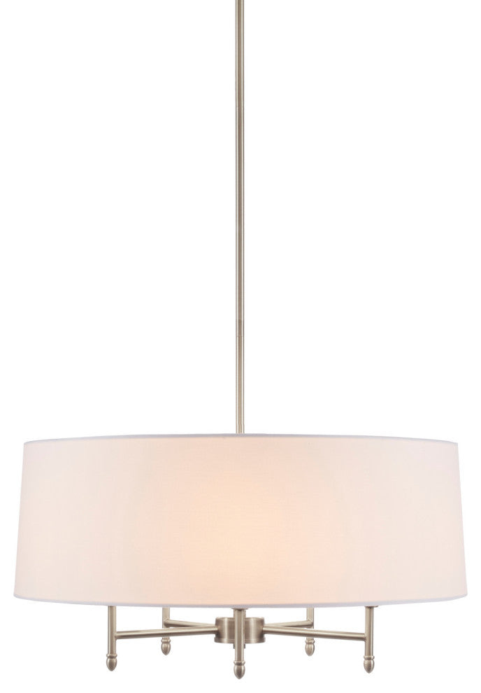 Hampton Hill 5-Light Dimmable Adjustable Height Chandelier, Silver/White