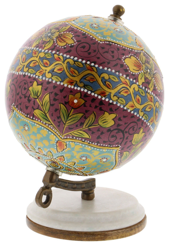 Modern 7" Multicolored Resin and Wood Decorative Lattice Globe